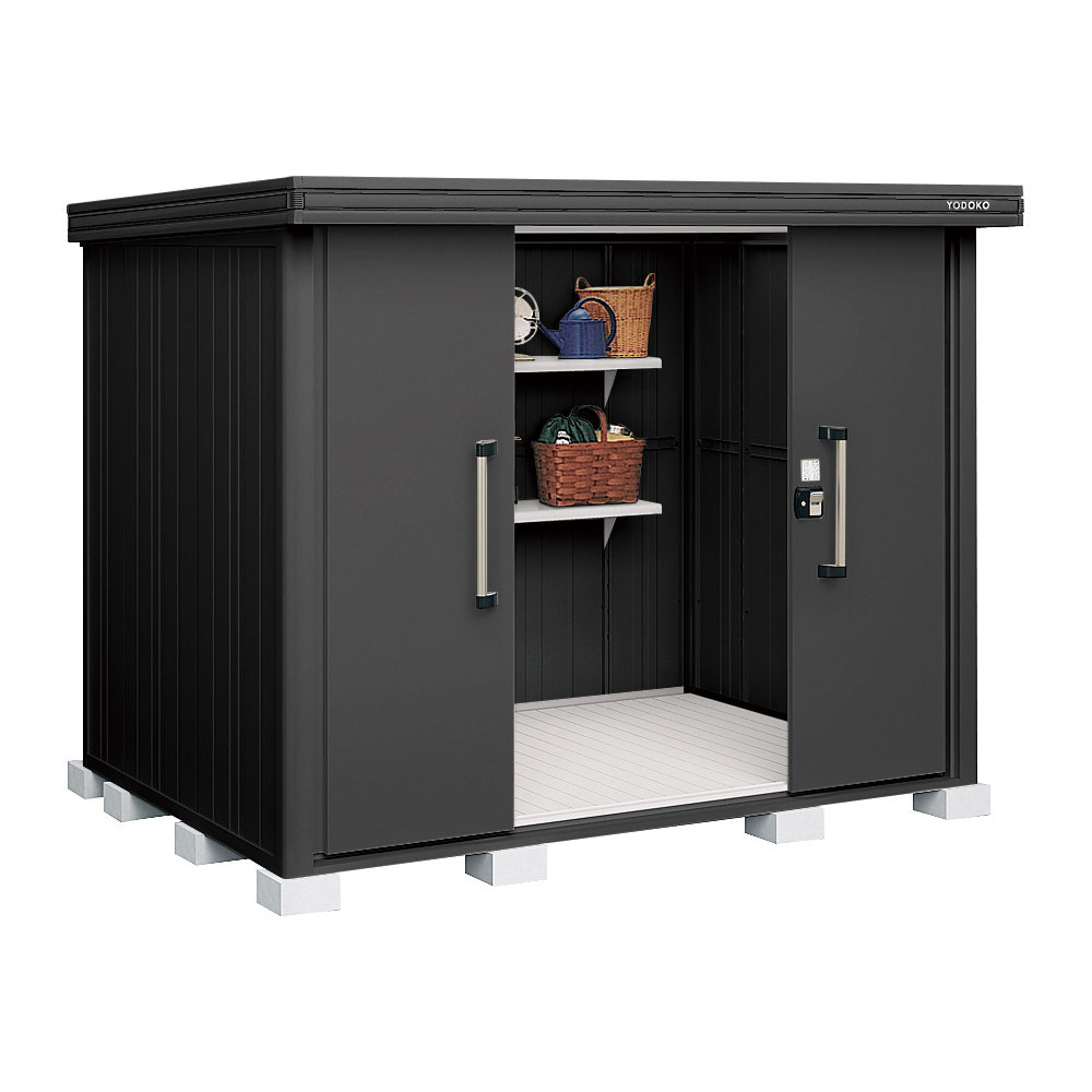 ヨド物置　ＢＬＡＣＫエルモ　積雪型　間口２５６×奥行１８６×高さ２１２ｃｍ　ブラック　ＬＭＤＳ－２５１８－ＢＫ／ＢＫ