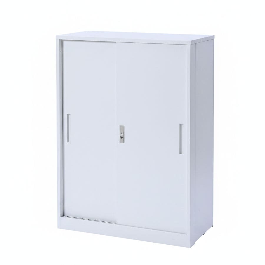 山善　折り畳みキャビネット　下置き　引き戸　ホワイト　幅８０×高さ１１３×奥行４０ｃｍ　ＥＦＣ－ＳＬ３（ＷＨ）