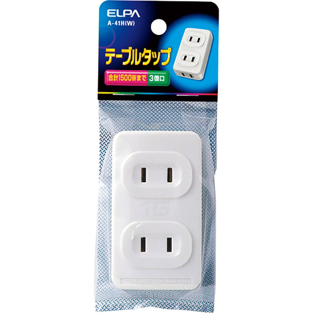 ＥＬＰＡ　テーブルタップ　３個口　ホワイト　Ａ－４１Ｈ（Ｗ）＿