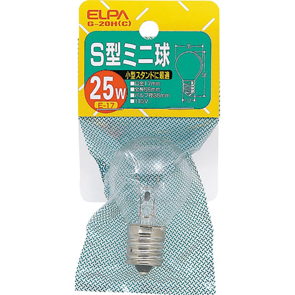 ＥＬＰＡ　Ｓ型ミニ球　Ｅ１７　２５Ｗ　クリア　Ｇ－２０Ｈ（Ｃ）＿