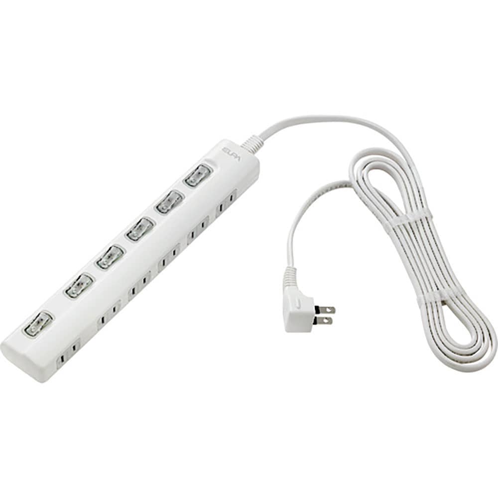 ＥＬＰＡ　ＬＥＤランプ　スイッチ付タップ６Ｐ２ｍ横　ＷＬＳ－ＬＹ６２ＥＢ（Ｗ）＿