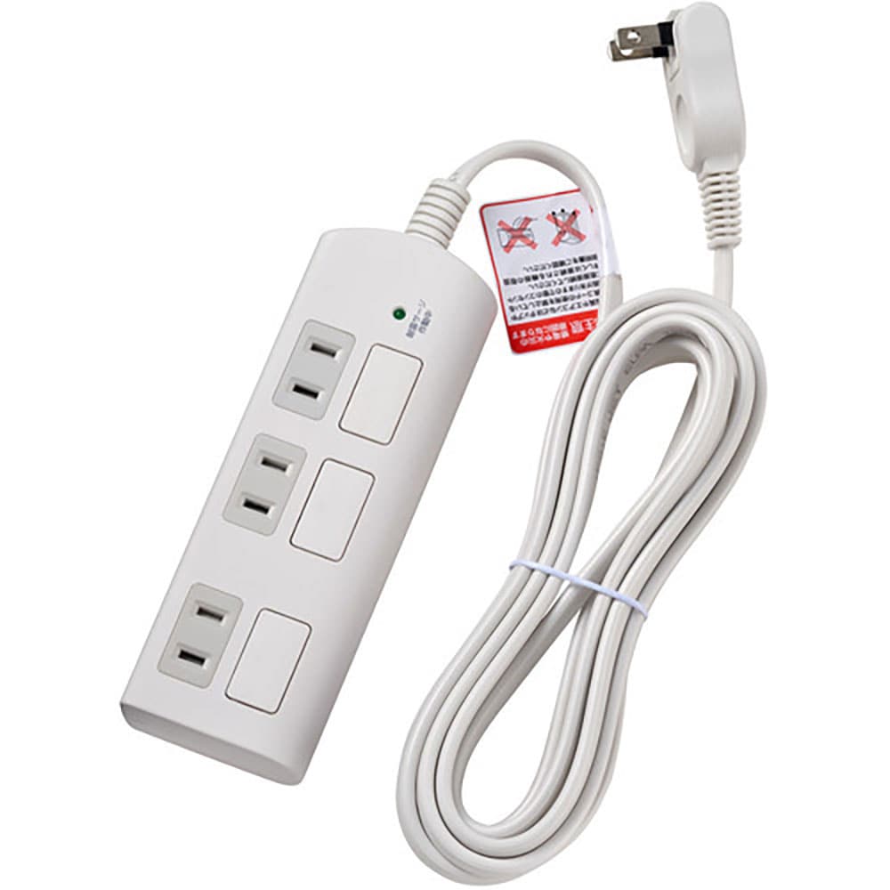 ＥＬＰＡ　耐雷フラットスイッチ付タップ３Ｐ３ｍ　ＷＢＳ－ＬＳ３０３Ｆ－Ｗ＿