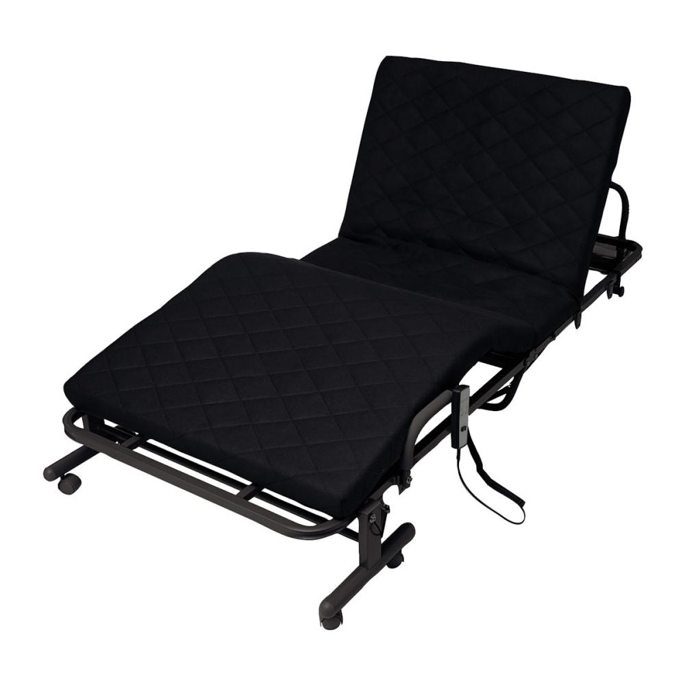 電動リクライニング　メッシュキルトベッド　高反発　シングルブラック