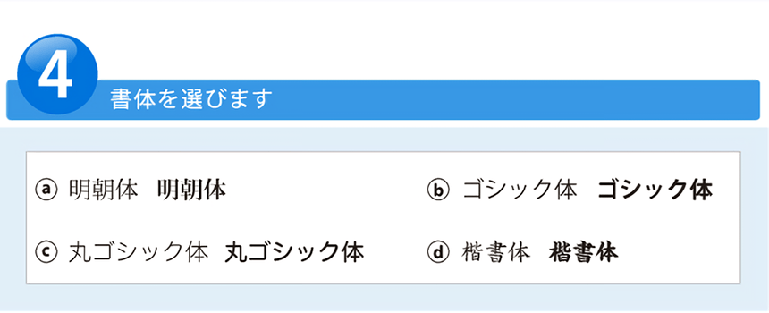 4.書体を選びます。