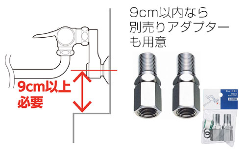 混合栓に下に台やでっぱりがあるとき