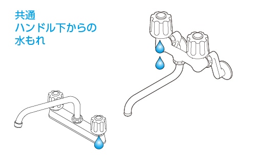 【ツーバルブ混合栓共通】ハンドルの下からの水もれ修理 / 三角パッキンの交換