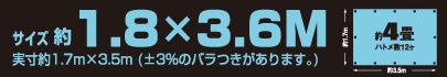 サイズ約1.8m×3.6m