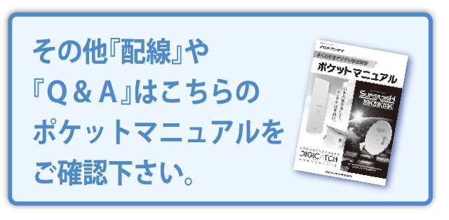 その他配線やQ＆Aはこちらのポケットマニュアルをご確認ください