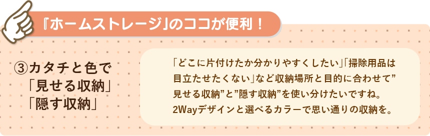 カタチと色で　「見せる収納」「かくす収納」