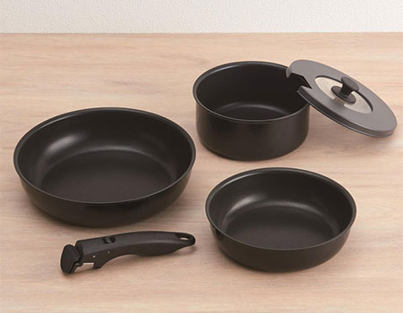 ブラック 5点セット ガス火・IH兼用