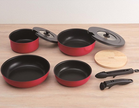 レッド 9点セット ガス火・IH兼用