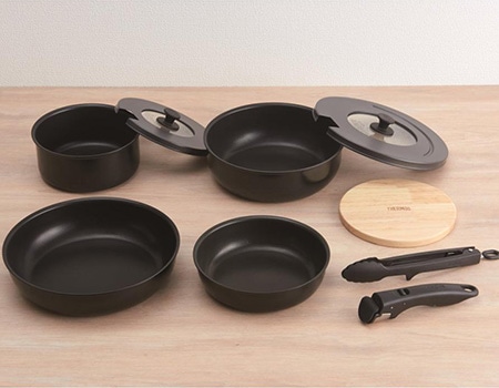 ブラック 9点セット ガス火・IH兼用