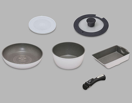 ホワイトマーブル 6点セット ガス火・IH兼用