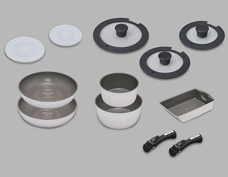 ホワイトマーブル 12点セット ガス火・IH兼用