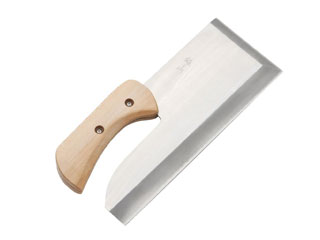 ステンレス　めん切り包丁　雄山　３０cm　楓クリア曲柄　木サヤ付