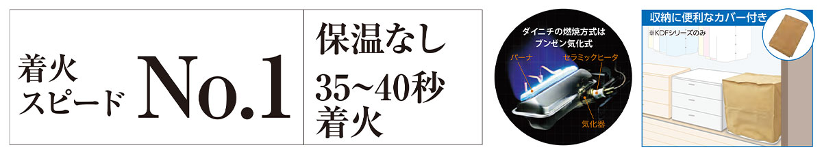 便利な収納カバー付　ダイニチKDFシリーズ
