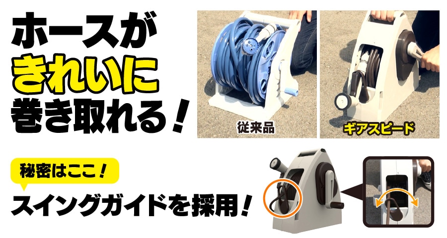 ホースがきれいに巻き取れる！