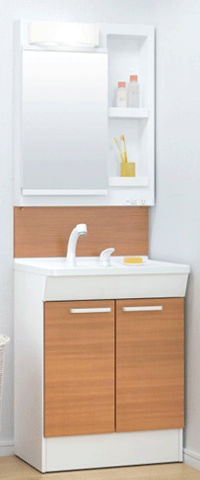 TOTO KCシリーズ 600㎜　扉・ルースミディアムペア バックパネル・プラナスミディアムウッド ミラー・一面鏡