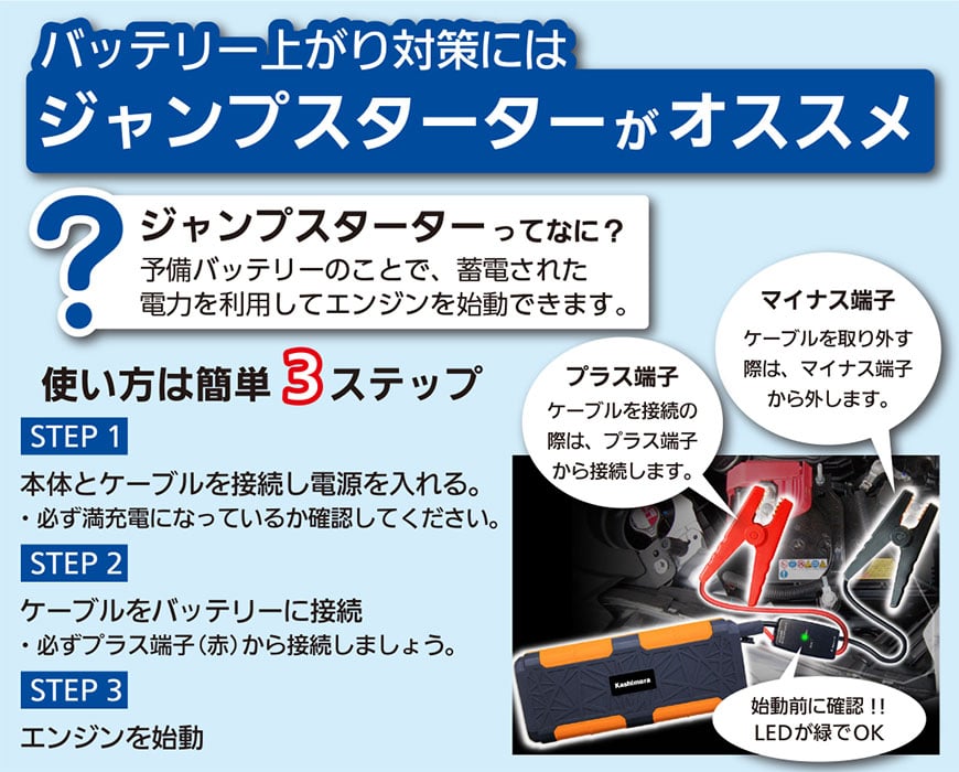 バッテリー上がり対策にはジャンスターターがおすすめ
